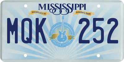 MS license plate MQK252