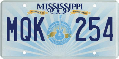 MS license plate MQK254