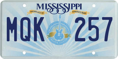 MS license plate MQK257