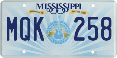 MS license plate MQK258