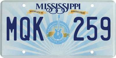 MS license plate MQK259