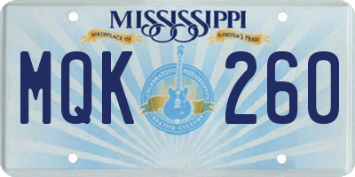 MS license plate MQK260