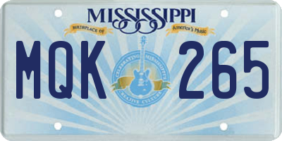 MS license plate MQK265