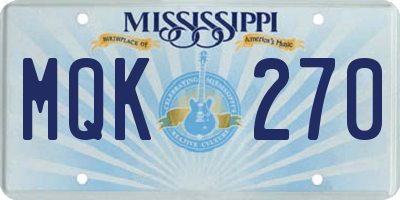 MS license plate MQK270