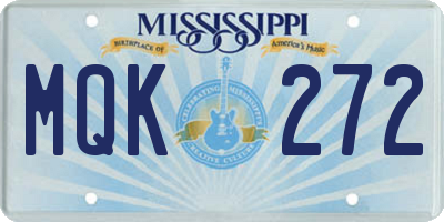 MS license plate MQK272