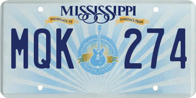 MS license plate MQK274