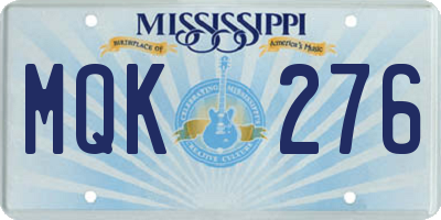 MS license plate MQK276