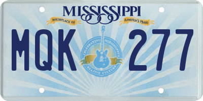 MS license plate MQK277