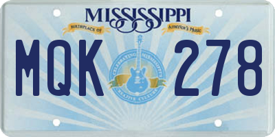 MS license plate MQK278