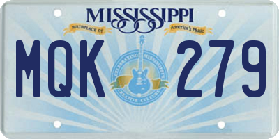 MS license plate MQK279