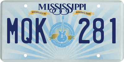 MS license plate MQK281