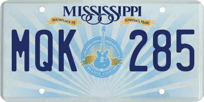 MS license plate MQK285