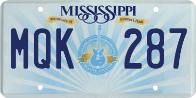 MS license plate MQK287