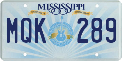 MS license plate MQK289