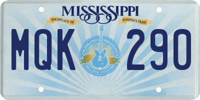 MS license plate MQK290