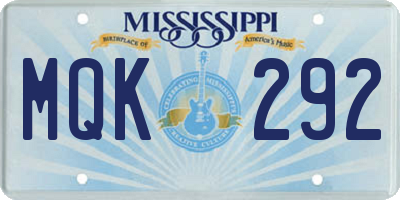 MS license plate MQK292