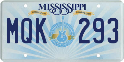 MS license plate MQK293