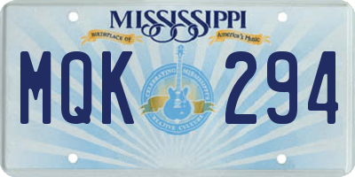 MS license plate MQK294