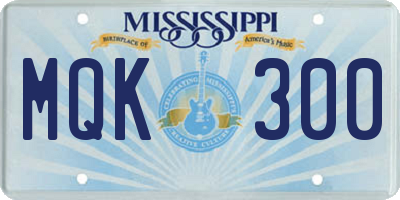 MS license plate MQK300