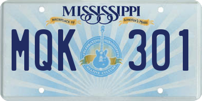 MS license plate MQK301