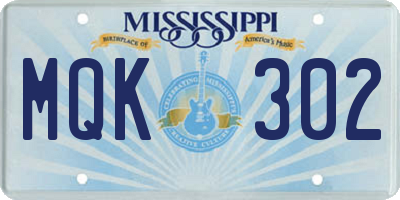 MS license plate MQK302