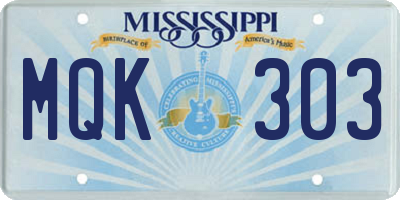 MS license plate MQK303