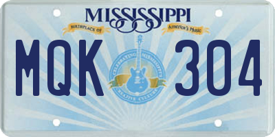 MS license plate MQK304