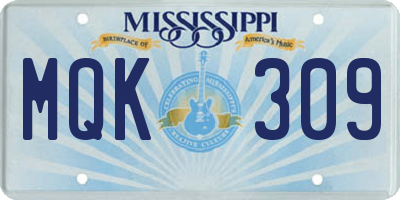 MS license plate MQK309