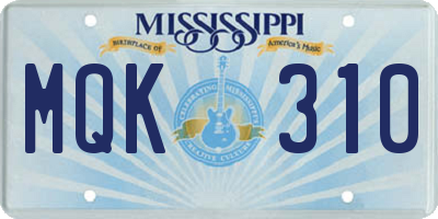 MS license plate MQK310