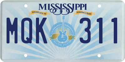 MS license plate MQK311