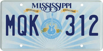 MS license plate MQK312