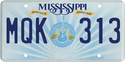 MS license plate MQK313