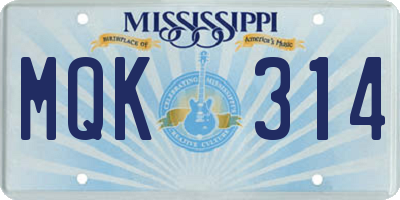 MS license plate MQK314