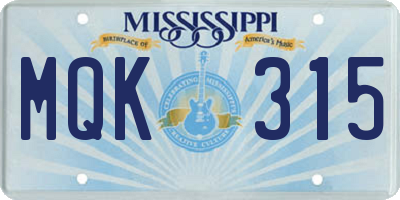 MS license plate MQK315
