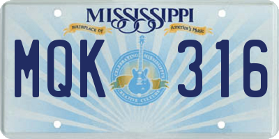 MS license plate MQK316