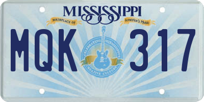 MS license plate MQK317