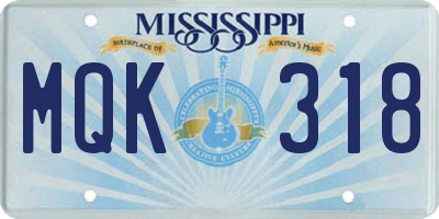 MS license plate MQK318