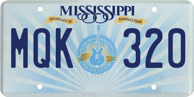 MS license plate MQK320