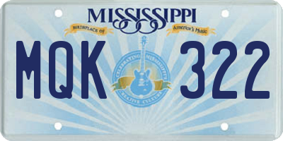 MS license plate MQK322