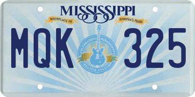MS license plate MQK325