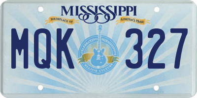 MS license plate MQK327