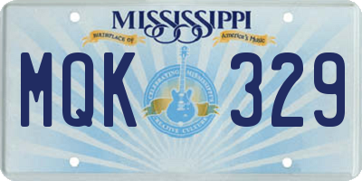 MS license plate MQK329