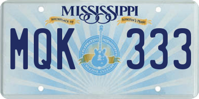 MS license plate MQK333