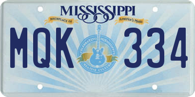 MS license plate MQK334