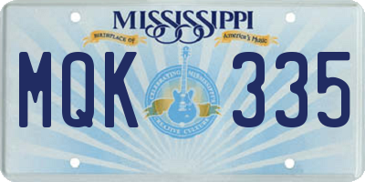 MS license plate MQK335