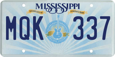 MS license plate MQK337