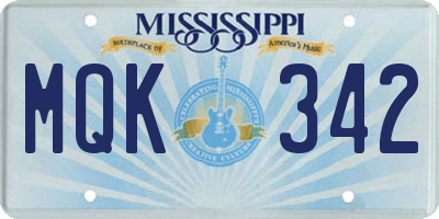 MS license plate MQK342