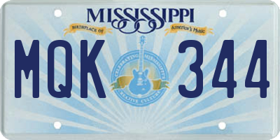 MS license plate MQK344