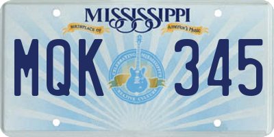 MS license plate MQK345