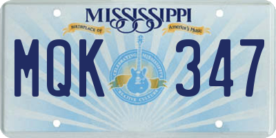 MS license plate MQK347